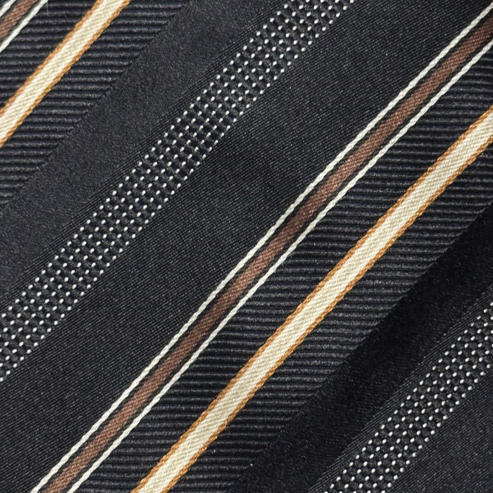 BOSS HUGO BOSS Black Striped Silk Tie Made In Italy 59"/3" - Picture 9 of 9